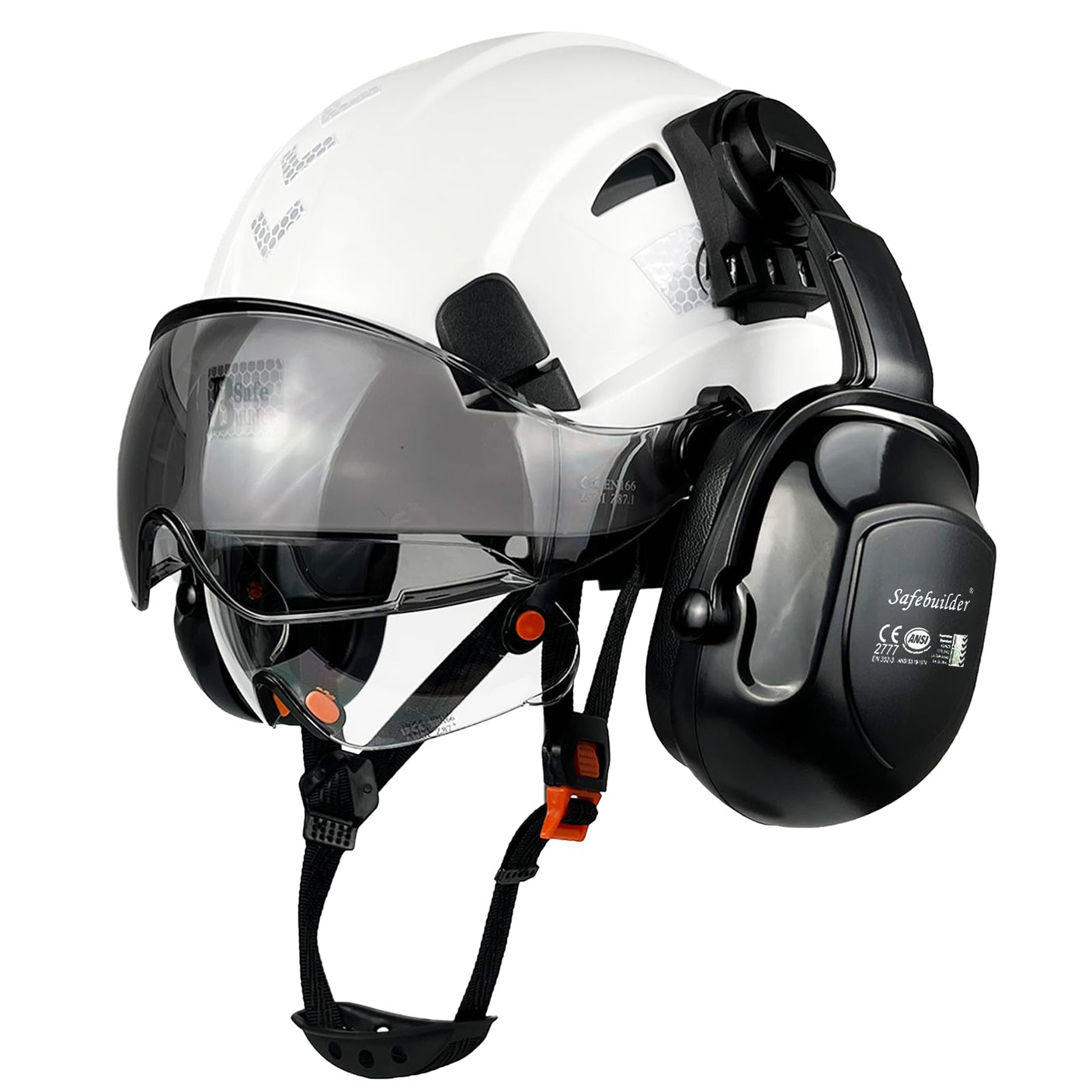 Industrial Safety Helmet with Visor Ear Muffs Hard Hat with Visor Vented Hardhats Construction Work Head Protection ANSI