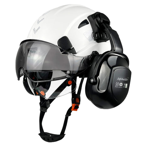 Industrial Safety Helmet with Visor Ear Muffs Hard Hat with Visor Vented Hardhats Construction Work Head Protection ANSI