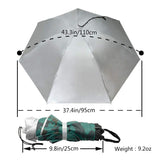 NEW-Vi Fishing Umbrella Hat Folding Adjustable Sun Rain Cap, 37.4”Oversize Hands Free Umbrellas, 7-Ribs Anti-UV Waterproof Headwear for Fishing Gardening Golf Sunshade Outdoor
