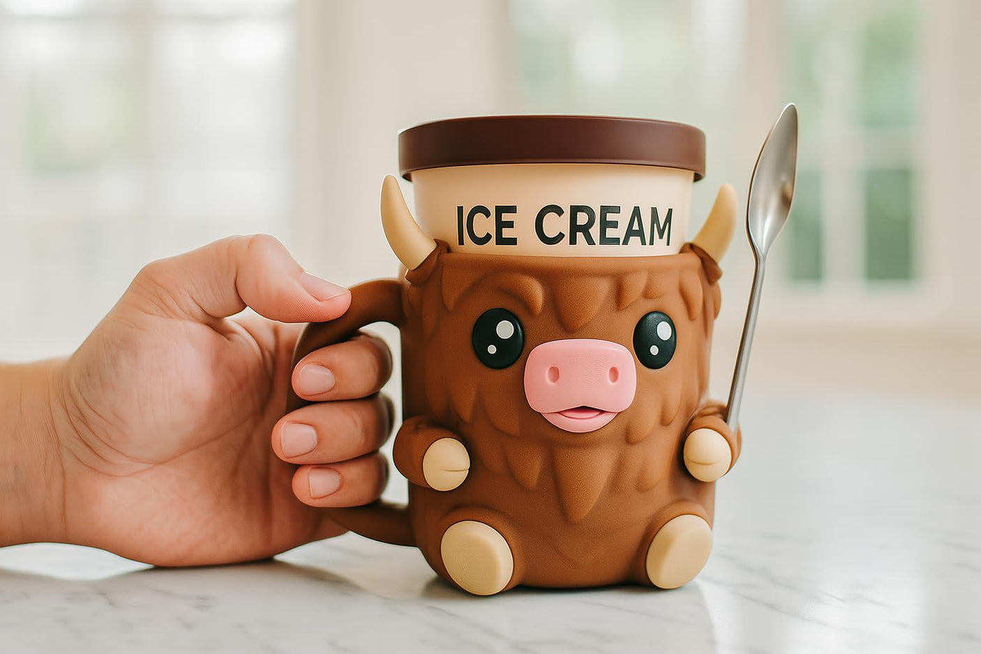 Penguin Ice Cream Pint Holder – Fits Standard Pints – Dual Spoon Sockets – Keeps Hands Warm – Fun Penguin Design with Vibrant Colors – Reusable Ice Cream Sleeve - Ramen Noodle Holder