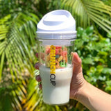 CRUNCHCUP XL Yellow - Portable Plastic Cereal Cups for Breakfast On the Go, To Go Cereal and Milk Container for your favorite Breakfast Cereals, No Spoon or Bowl Required