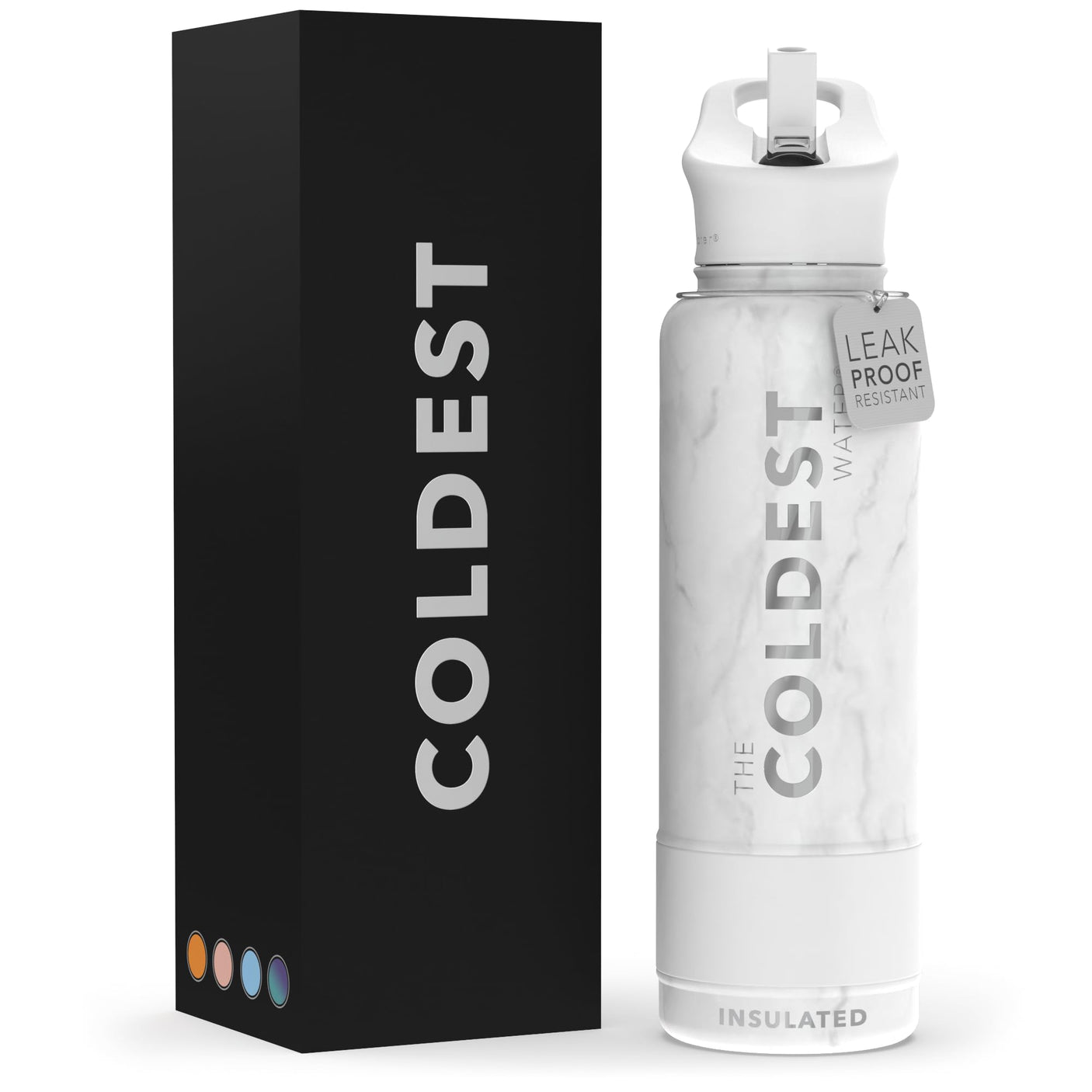 Coldest Insulated Water Bottle with Straw Lid - Stainless Steel Metal Thermos for Men & Women (Matte Black, 32 oz)