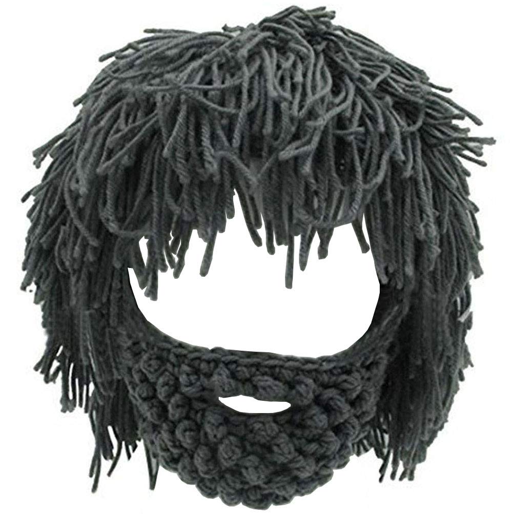 Creative Barbarian Knit Beard Hat Funny Knit Cap Wig Beanie Hats Beard Facemask