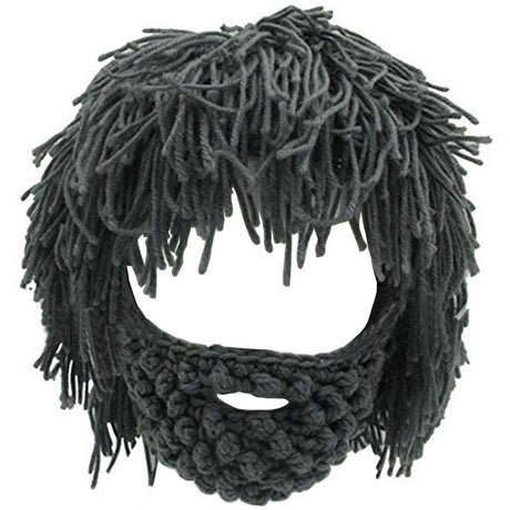 Creative Barbarian Knit Beard Hat Funny Knit Cap Wig Beanie Hats Beard Facemask