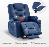 MCombo Power Lift Recliner Chair for Elderly, Lift Chair with Heat and Massage, USB Ports, Cup Holders, Faux Leather 7519 (Medium, Dark Brown)