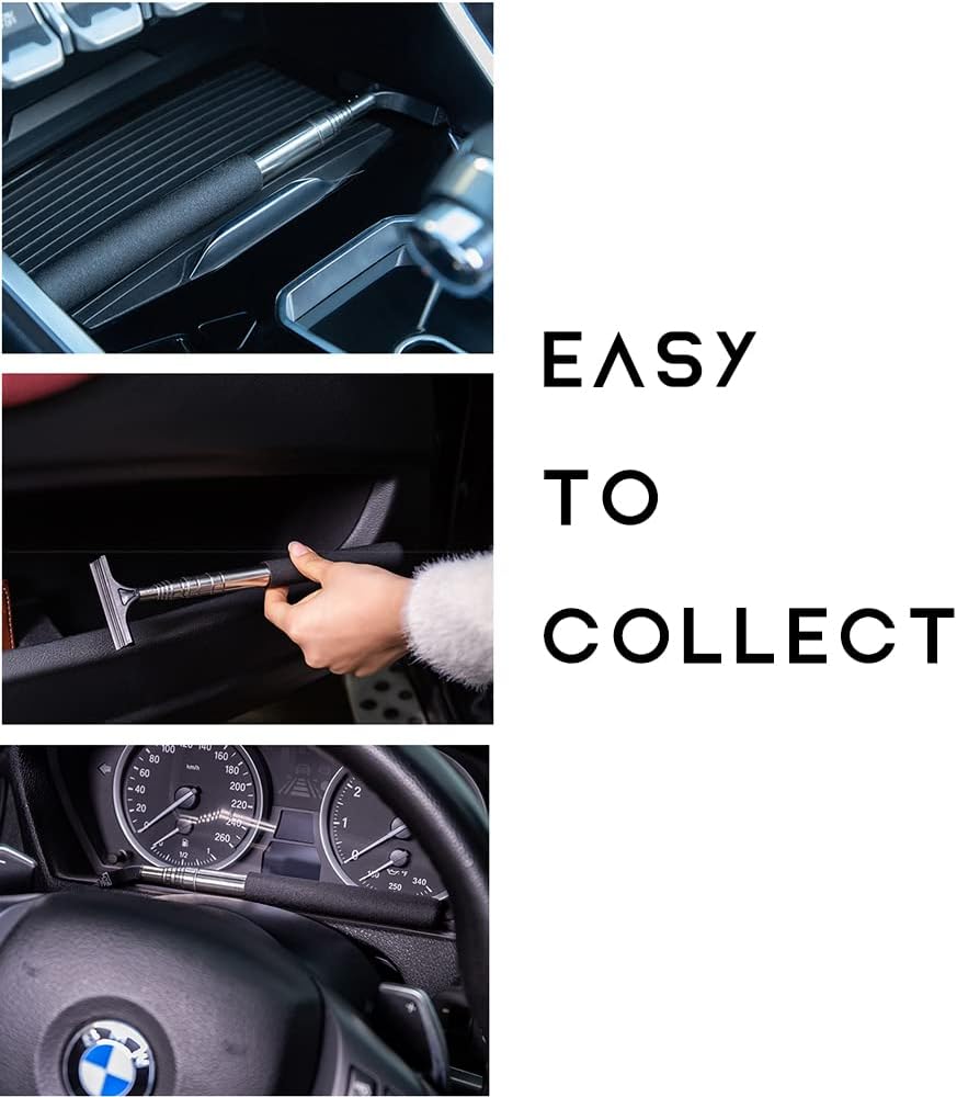 Car Side Mirror Squeegee, Retractable Telescopic Mirror Wiper, Anti-Fog & Water Cleaning Tool for Rainy & Foggy Weather, Extendable 98cm Handle, Portable Auto Mirror Cleaner