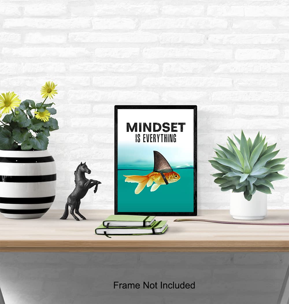 Motivational Wall Art Posters for Home, Office - Mindset is Everything - LARGE 11X14 - Inspirational Gifts for Men, Students - Entrepreneur Wall Art Decor - Uplifting Self-Improvement Positive Quotes
