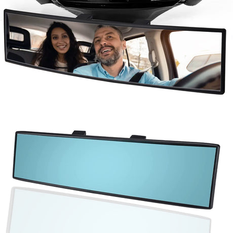 OBTANIM 2 PCS Rearview Mirror 12 Inch HD Glass Anti Glare Clip On Panoramic Wide Angle Car Interior Rear View Mirror Accessories for SUV Trucks (White)