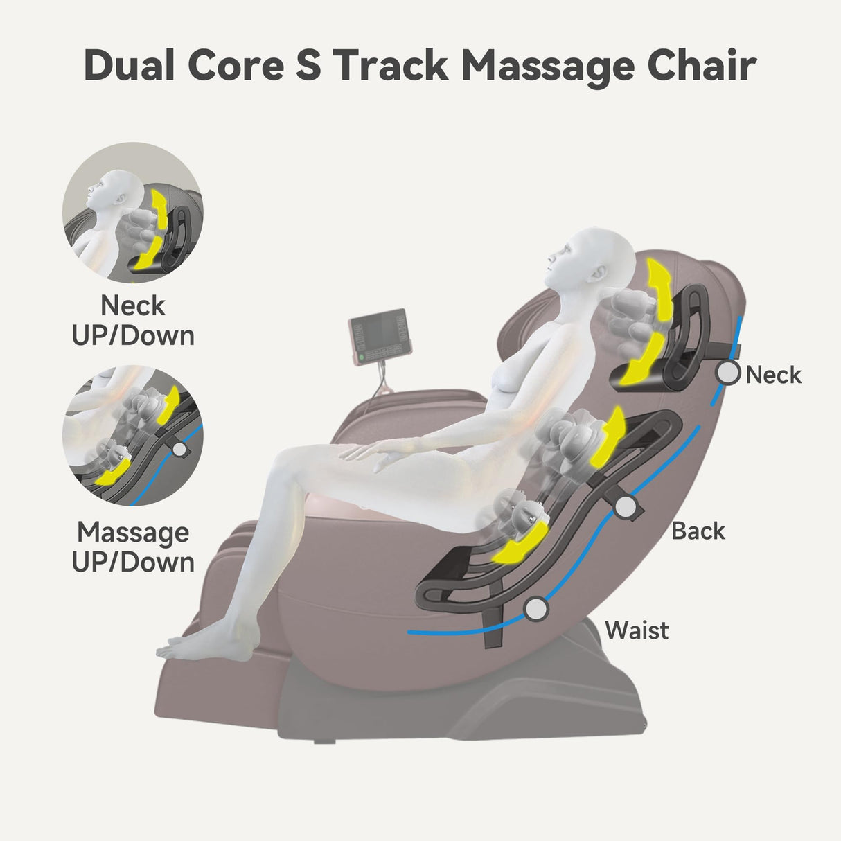 Real Relax 2024 Dual Core S Track Full Body Zero Gravity Massage Chair Recliner with App Control, Black