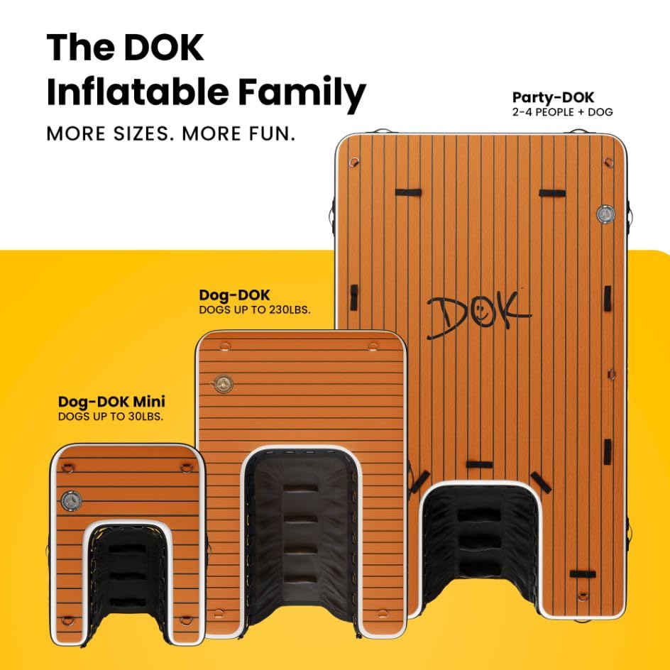 DOK Dog-DOK Inflatable Dock Platform: Safe & Easy Water Access for Dogs Up to 230 lbs; Floating Non-Slip EVA Foam with Dog Boat Ramp for Pool, Dock, & Lake | Military Grade & High Visibility
