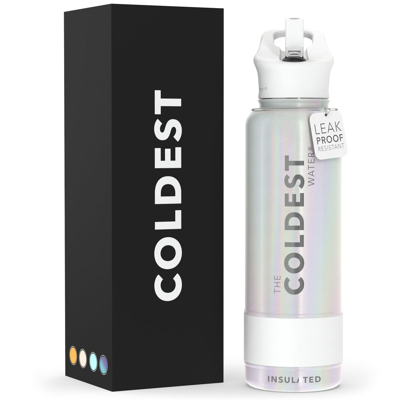Coldest Insulated Water Bottle with Straw Lid - Stainless Steel Metal Thermos for Men & Women (Matte Black, 32 oz)