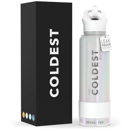 Coldest Insulated Water Bottle with Straw Lid - Stainless Steel Metal Thermos for Men & Women (Matte Black, 32 oz)