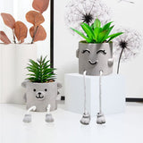 Zerzsy 3pcs Creative Artificial Succulents with Gray Flower Pots, Mini Potted Succulents for Home Office Desk Decor and Gift Choice