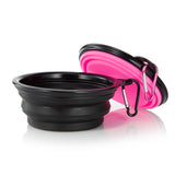 Dog Bowl Pet Collapsible Bowls, 2 Pack for Cats Dogs, Portable Pet Feeding Watering Dish for Walking Parking Traveling with 2 Carabiners (Small, Blue+Green)