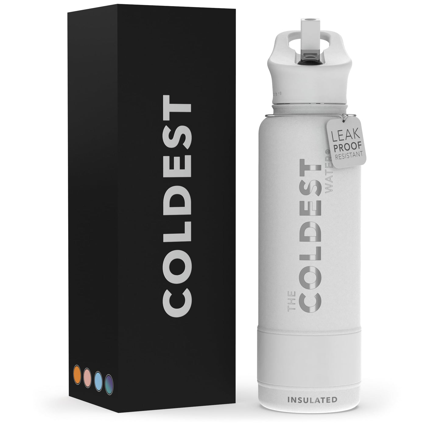 Coldest Insulated Water Bottle with Straw Lid - Stainless Steel Metal Thermos for Men & Women (Matte Black, 32 oz)
