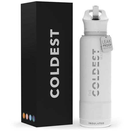 Coldest Insulated Water Bottle with Straw Lid - Stainless Steel Metal Thermos for Men & Women (Matte Black, 32 oz)
