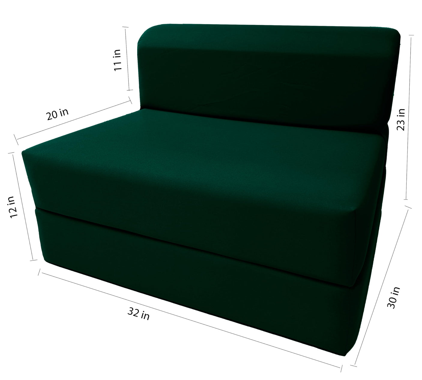 D&D Futon Furniture Sleeper Chair Folding Bed, Studio Sofa Guest Folded Mattress, High Density Foam (70 x 24 x 6, Navy Blue)