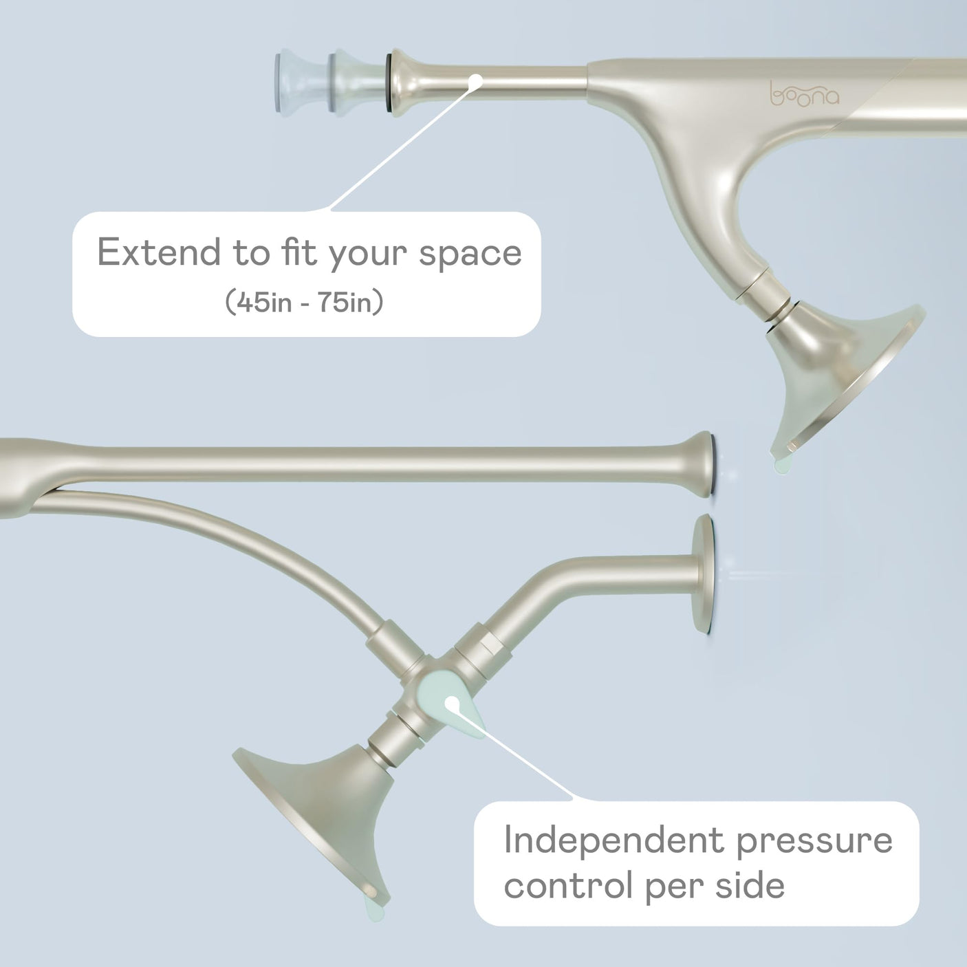 BOONA - The Original Tandem Shower | As Seen On Shark Tank | Double Shower Head for Couples, High Pressure Dual Shower Heads (One Showerhead, Midnight Black)