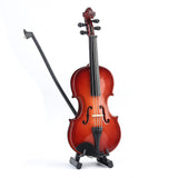 Wooden Miniature Violin with Stand, Bow and Case Mini Musical Instrument Violin Replica Collectible Figurines Dollhouse Accessories Model Home Decoration Display Ornament (3.15"x1.18"x0.59")