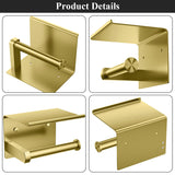Tindbea Toilet Paper Holder with Phone Shelf, Adhesive or Screw Wall Mount Toilet Tissue Roll Holder, Rustproof & Multifunctional Stainless Steel Bathroom Storage Dispenser (Brushed Nickel)