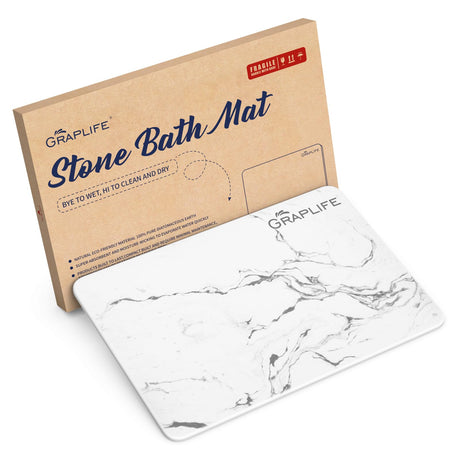Stone Bath Mat, Diatomaceous Earth Shower Mat, Non-Slip Super Absorbent Quick Drying Bathroom Floor Mat, Natural, Easy to Clean (23.6 x 15.35 Darkgrey)