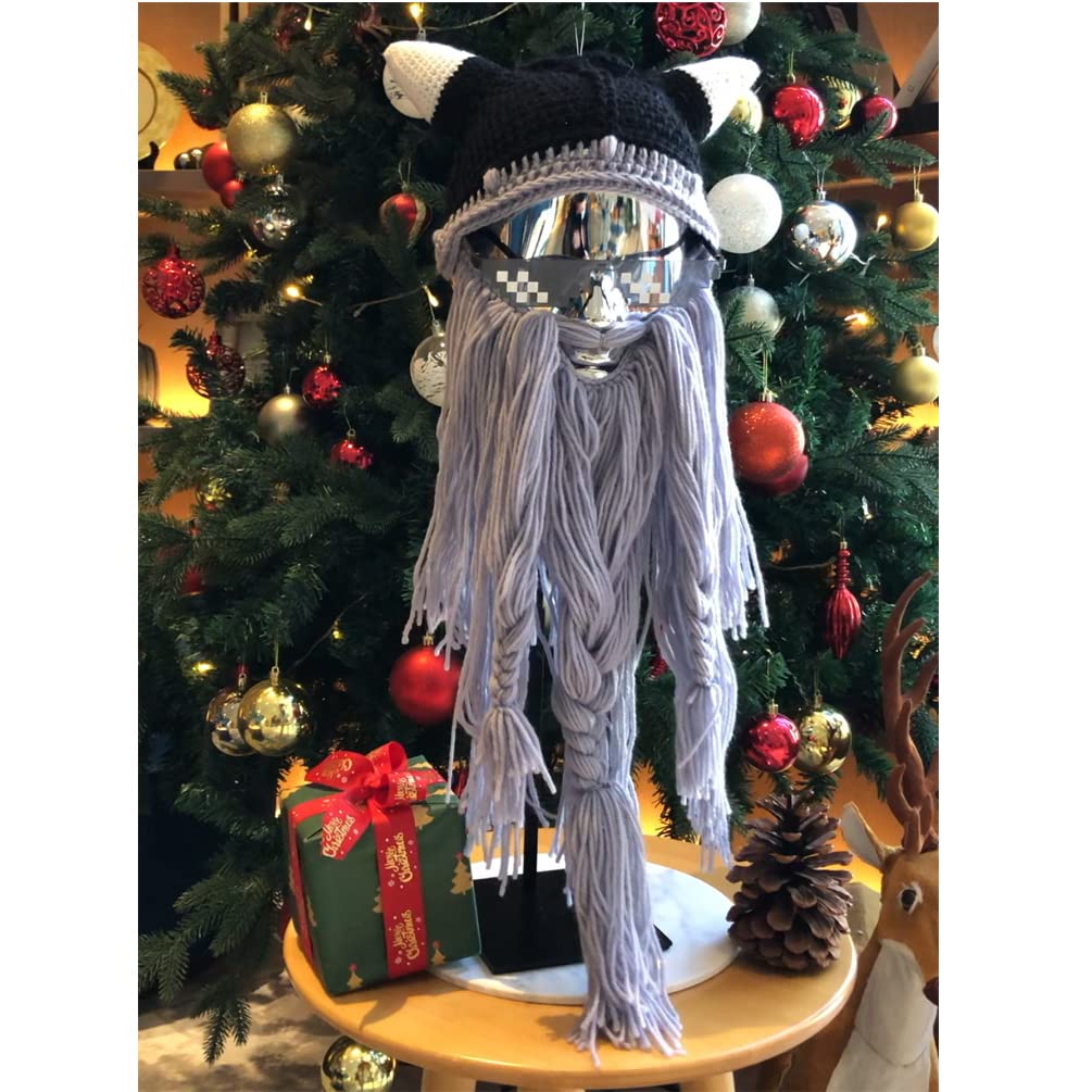 Creative Barbarian Knit Beard Hat Funny Knit Cap Wig Beanie Hats Beard Facemask