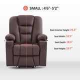 MCombo Power Lift Recliner Chair for Elderly, Lift Chair with Heat and Massage, USB Ports, Cup Holders, Faux Leather 7519 (Medium, Dark Brown)