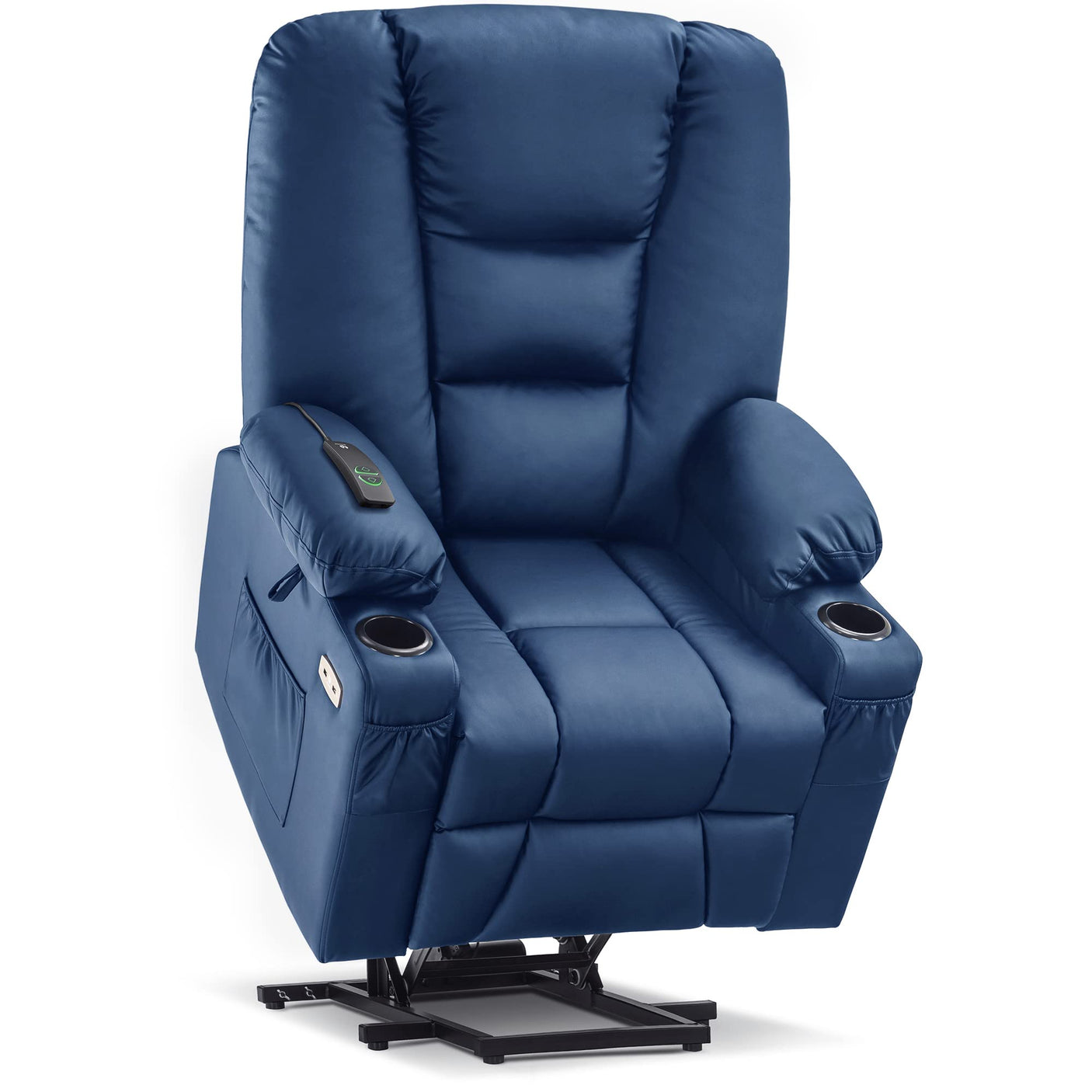 MCombo Power Lift Recliner Chair for Elderly, Lift Chair with Heat and Massage, USB Ports, Cup Holders, Faux Leather 7519 (Medium, Dark Brown)