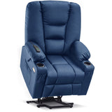 MCombo Power Lift Recliner Chair for Elderly, Lift Chair with Heat and Massage, USB Ports, Cup Holders, Faux Leather 7519 (Medium, Dark Brown)