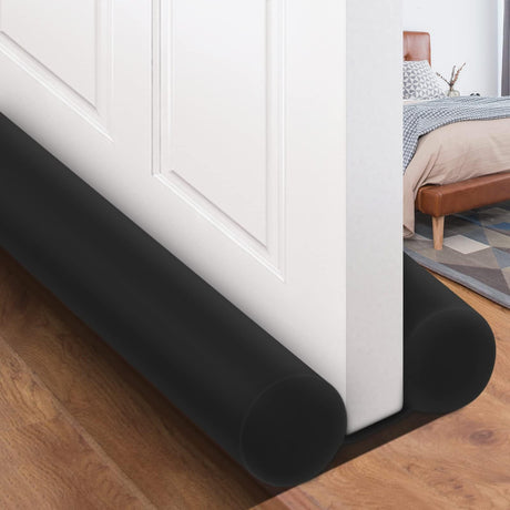 MAXTID Large Door Draft Stopper for Bottom of Doors 36” Under Door Draft Noise Blocker Black Gap Stoppers Door Draft Guard for Bottom of Doors Adjustable Door Seal Sweep Draft Home Essentials Gadgets