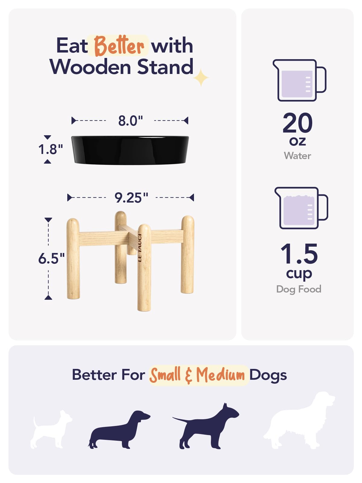 LE TAUCI Dog Bowls Slow Feeder Ceramic, 1.5 Cups Slow Feeding Dog Bowl Small Medium Breed, Puppy Slow Feeder Bowl for Fast Eater, Dog Dishes to Slow Down Eating, Puzzle Dog Food Bowl, Maze Purple