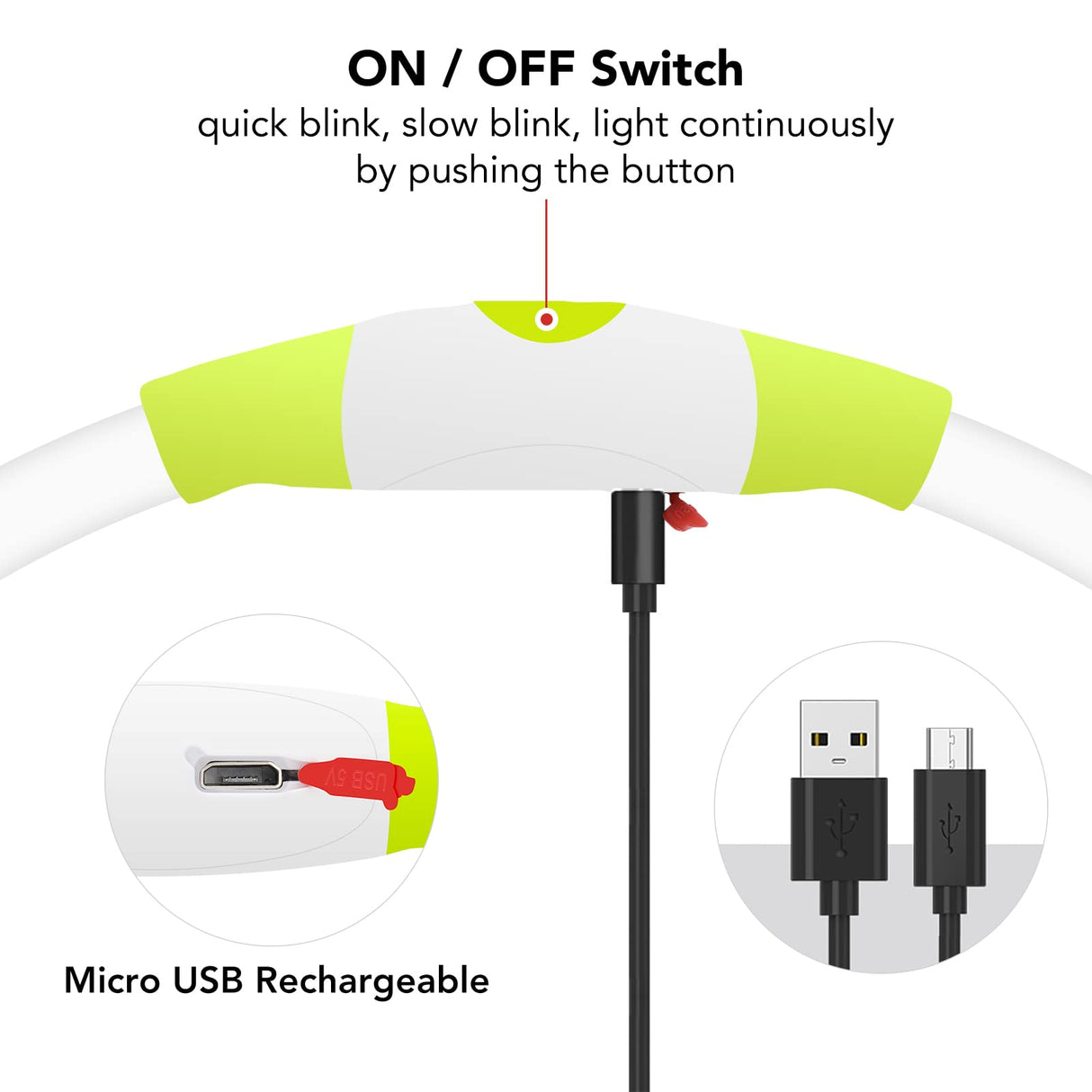 Colaseeme LED Dog Collar Light Up Dog Collars 1 Count USB Rechargeable TPU Glow Safety Basic Dog Collars, Please Do Not Use Fast Charging (Green)