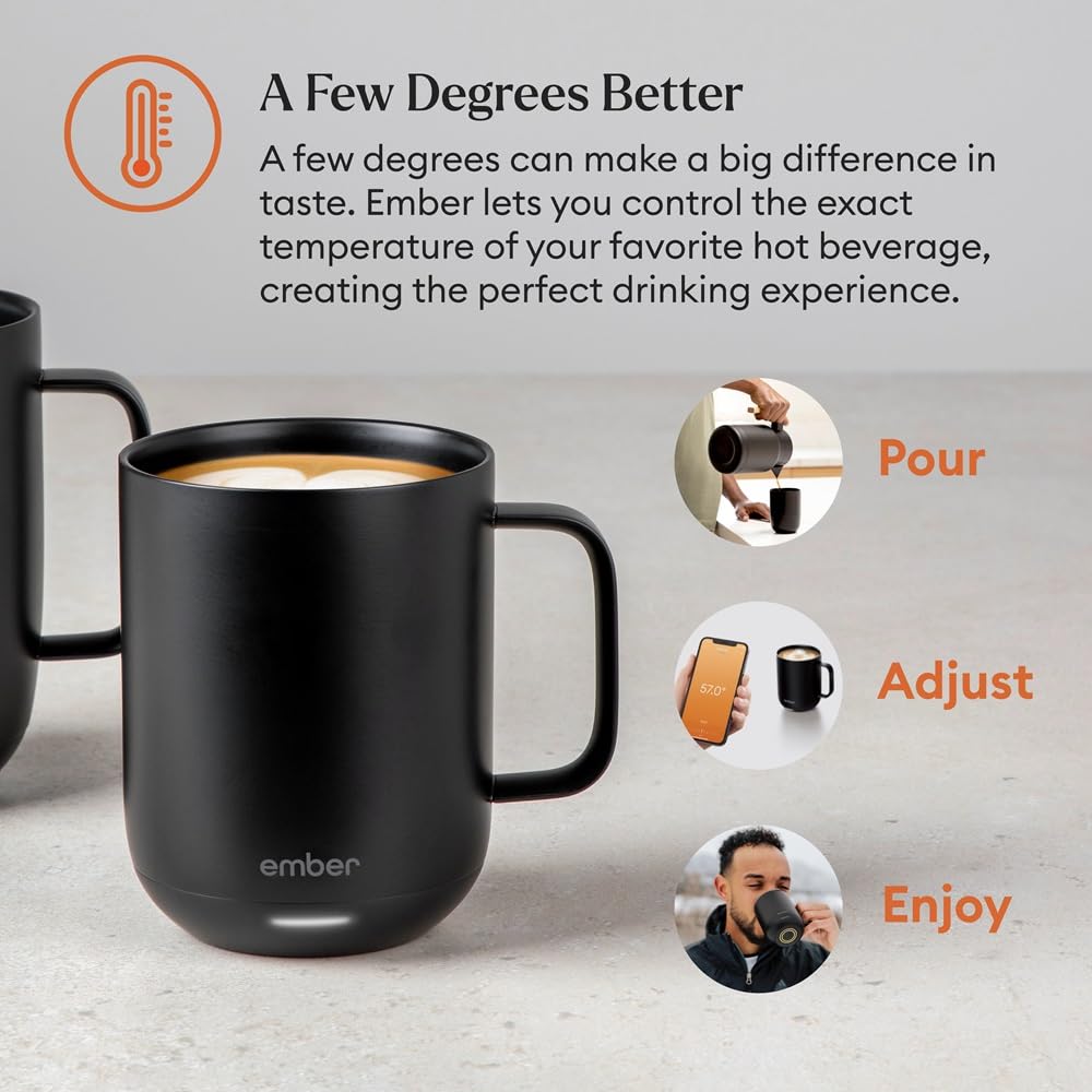 Ember Temperature Control Smart Mug 2, 14 Oz, App-Controlled Heated Coffee Mug with 80 Min Battery Life and Improved Design, White