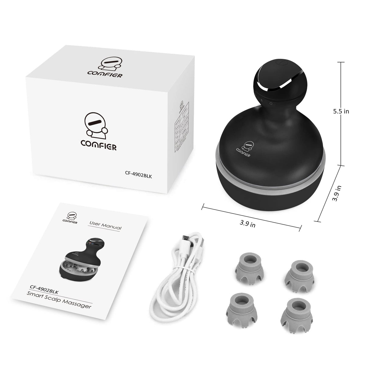 COMFIER Electric Cordless Hair Scalp Massager with Kneading 84 Massage Nodes, Handheld Portable Head Scratcher Massager for Hair Growth, Deep Clean and Stress Relax, Gifts for Men Dad