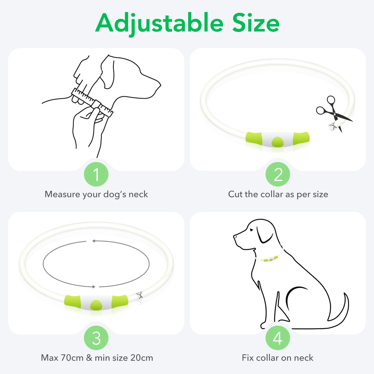 Colaseeme LED Dog Collar Light Up Dog Collars 1 Count USB Rechargeable TPU Glow Safety Basic Dog Collars, Please Do Not Use Fast Charging (Green)