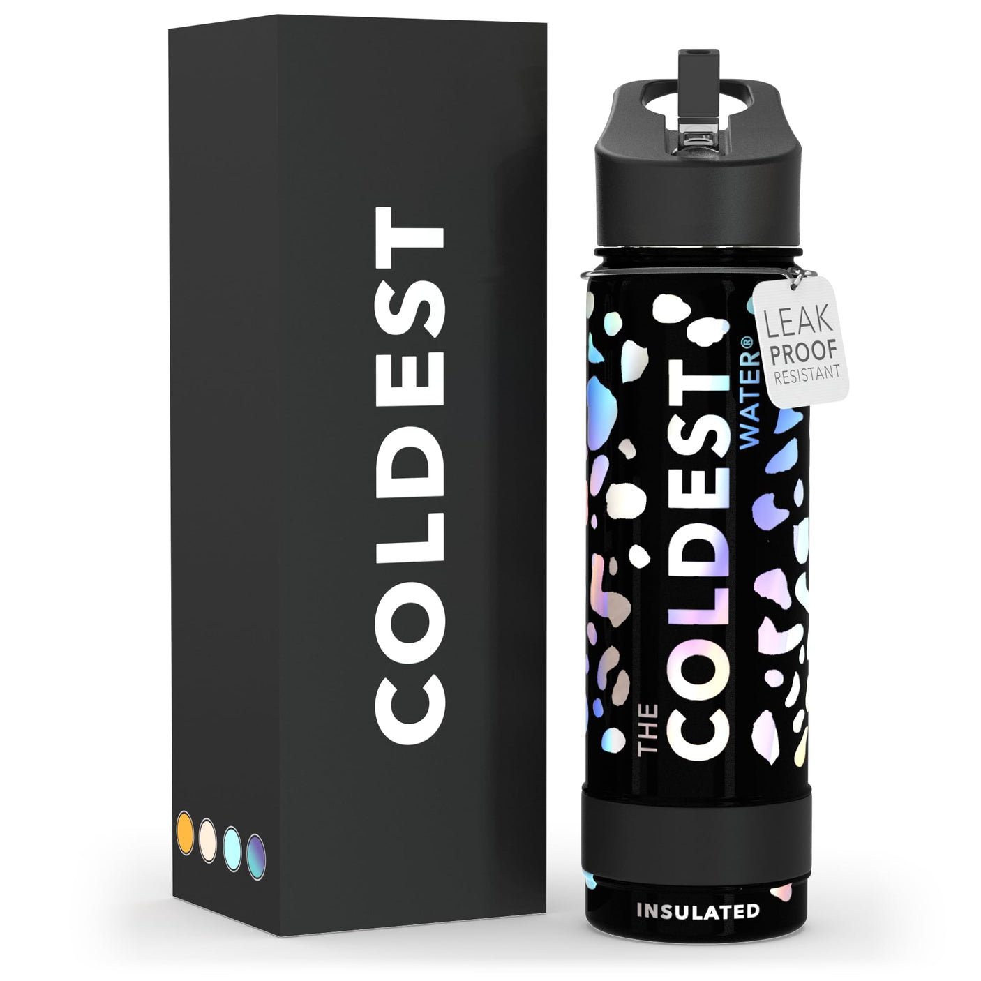 Coldest Insulated Water Bottle with Straw Lid - Stainless Steel Metal Thermos for Men & Women (Matte Black, 32 oz)