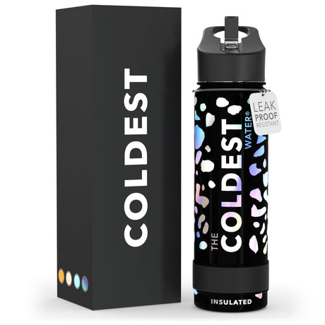 Coldest Insulated Water Bottle with Straw Lid - Stainless Steel Metal Thermos for Men & Women (Matte Black, 32 oz)