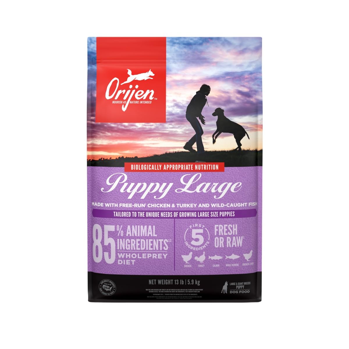 ORIJEN Dry Dog Food, Grain Free Dry Dog Food for All Life Stages, Fresh or Raw Ingredients, 13lb, Multiple Options