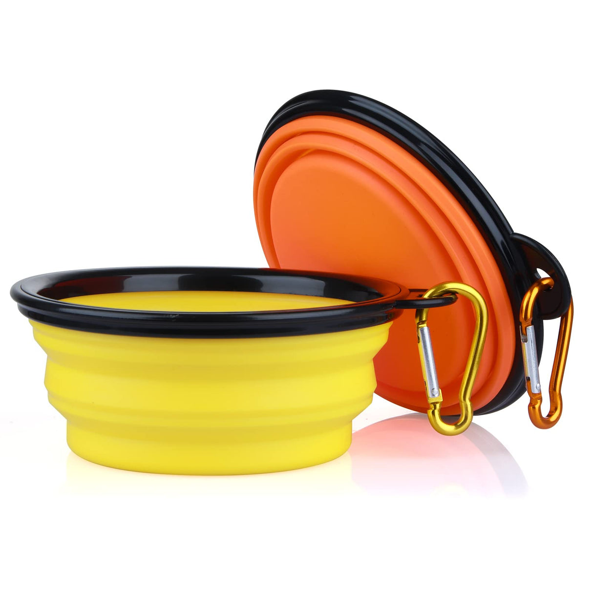 Dog Bowl Pet Collapsible Bowls, 2 Pack for Cats Dogs, Portable Pet Feeding Watering Dish for Walking Parking Traveling with 2 Carabiners (Small, Blue+Green)