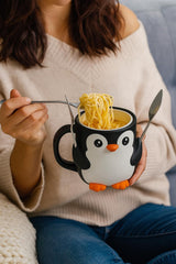Penguin Ice Cream Pint Holder – Fits Standard Pints – Dual Spoon Sockets – Keeps Hands Warm – Fun Penguin Design with Vibrant Colors – Reusable Ice Cream Sleeve - Ramen Noodle Holder