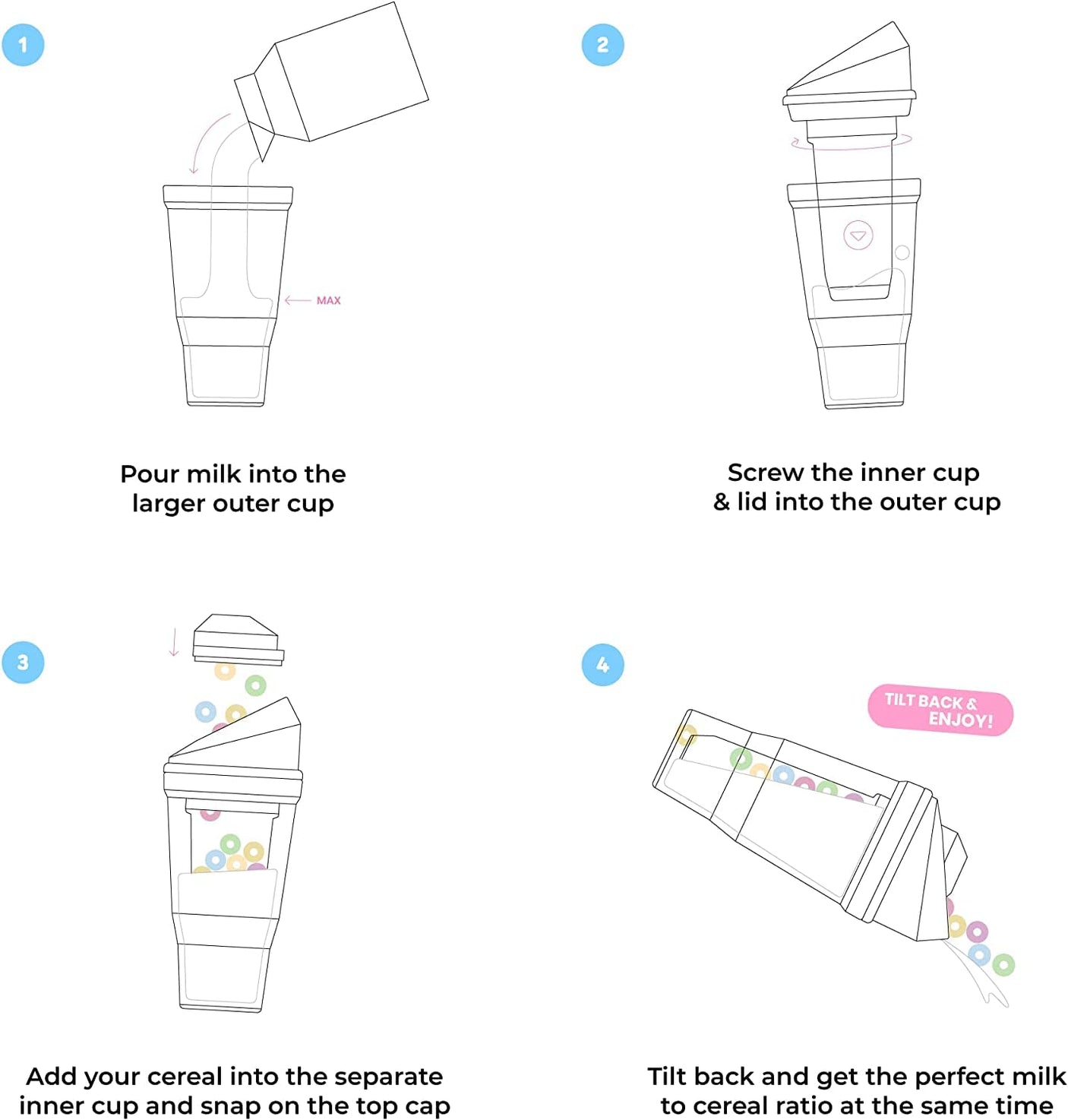 CRUNCHCUP XL Yellow - Portable Plastic Cereal Cups for Breakfast On the Go, To Go Cereal and Milk Container for your favorite Breakfast Cereals, No Spoon or Bowl Required
