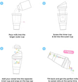 CRUNCHCUP XL Yellow - Portable Plastic Cereal Cups for Breakfast On the Go, To Go Cereal and Milk Container for your favorite Breakfast Cereals, No Spoon or Bowl Required