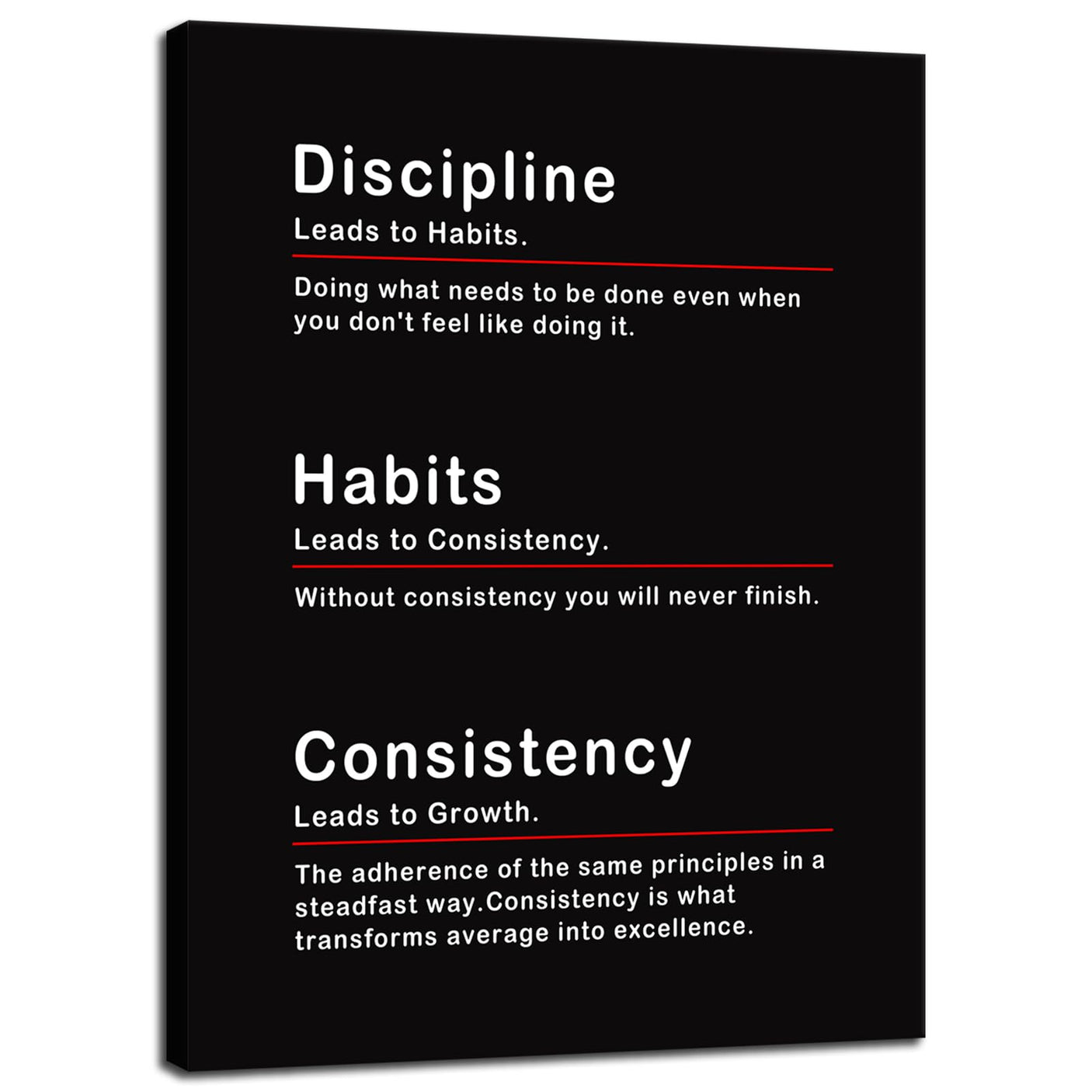 Inspirational Office Wall Decor Motivational Discipline Noun Canvas Wall Art Posters Prints Entrepreneur Quote Wall Picture Paintings Artwork Home Bedroom Framed Ready to Hang[12''W X 18''H]