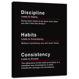 Inspirational Office Wall Decor Motivational Discipline Noun Canvas Wall Art Posters Prints Entrepreneur Quote Wall Picture Paintings Artwork Home Bedroom Framed Ready to Hang[12''W X 18''H]
