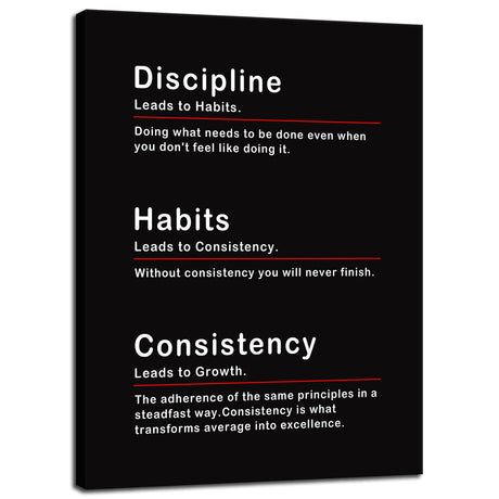 Inspirational Office Wall Decor Motivational Discipline Noun Canvas Wall Art Posters Prints Entrepreneur Quote Wall Picture Paintings Artwork Home Bedroom Framed Ready to Hang[12''W X 18''H]