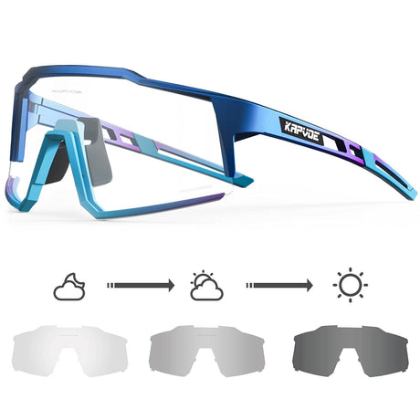 KAPVOE Photochromic Cycling Glasses MTB Clear Mountain Bike Transition Bicycle Sunglasses for Men Women - K9022