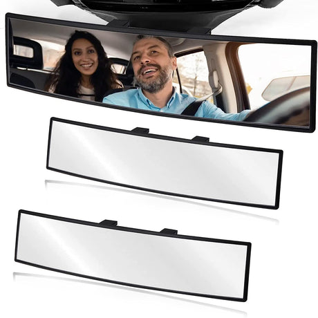 OBTANIM 2 PCS Rearview Mirror 12 Inch HD Glass Anti Glare Clip On Panoramic Wide Angle Car Interior Rear View Mirror Accessories for SUV Trucks (White)