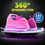 Flybar 6V Blue Glow Bumper Car for Kids – LED Ride-On Toy with 360° Spin, Rechargeable Battery, and Soft Rubber Bumpers – Safe Indoor Fun for Toddlers Ages 1.5+, Up to 66 lbs