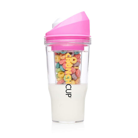 CRUNCHCUP XL Yellow - Portable Plastic Cereal Cups for Breakfast On the Go, To Go Cereal and Milk Container for your favorite Breakfast Cereals, No Spoon or Bowl Required