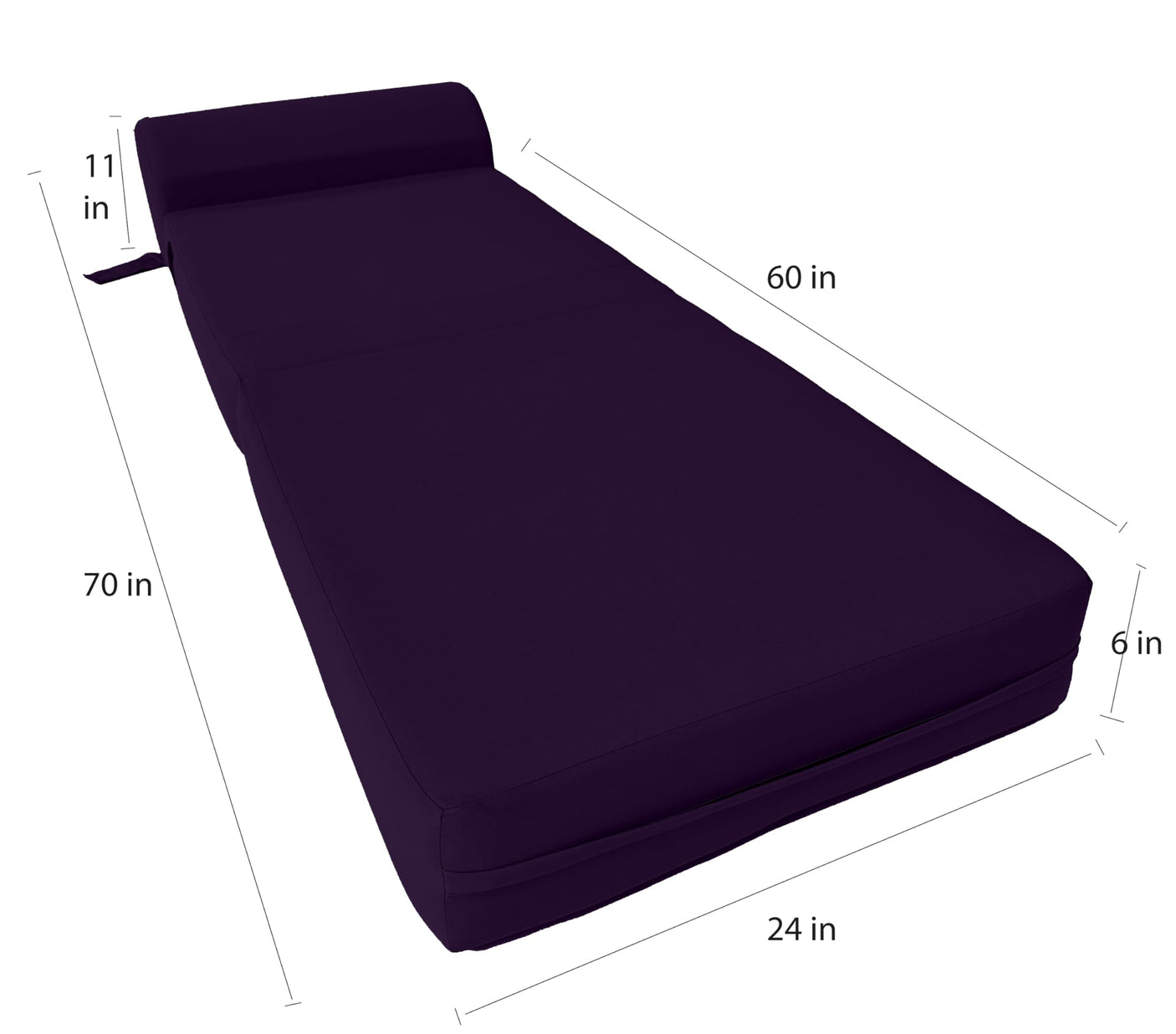 D&D Futon Furniture Sleeper Chair Folding Bed, Studio Sofa Guest Folded Mattress, High Density Foam (70 x 24 x 6, Navy Blue)